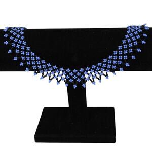 Handmade Gorgeous Bead Collar Length Necklace Baby Blue